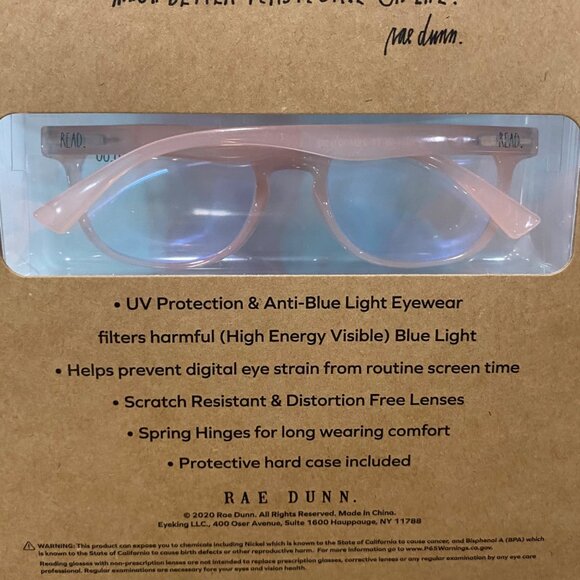 (2) RAE DUNN "READ MORE" BLUE LIGHT BLOCKING Readers Glasses with CASE +0.00 - Picture 3 of 3